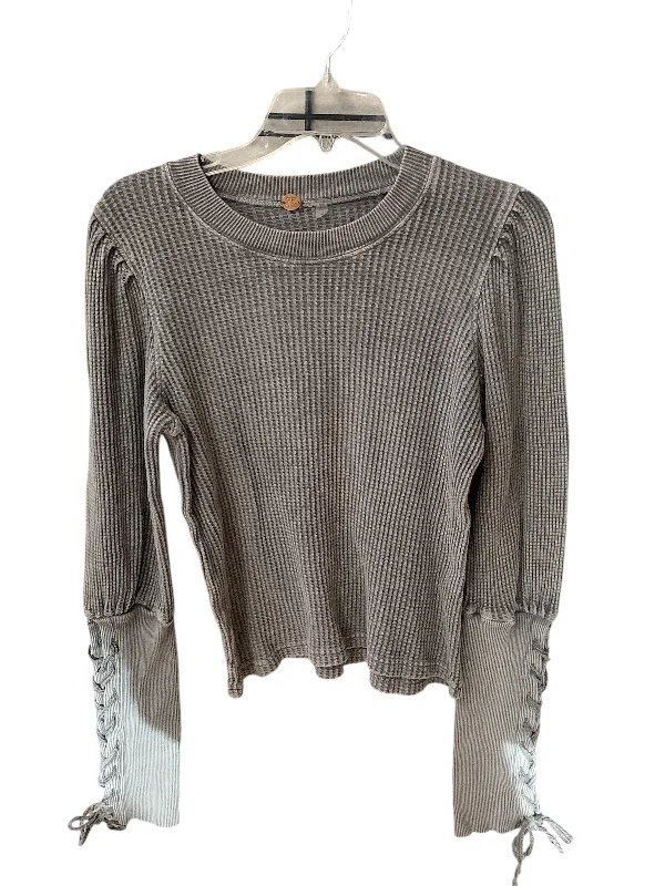 women's tops with sequin embellishmentsTop Long Sleeve By Free People In Grey, Size: M