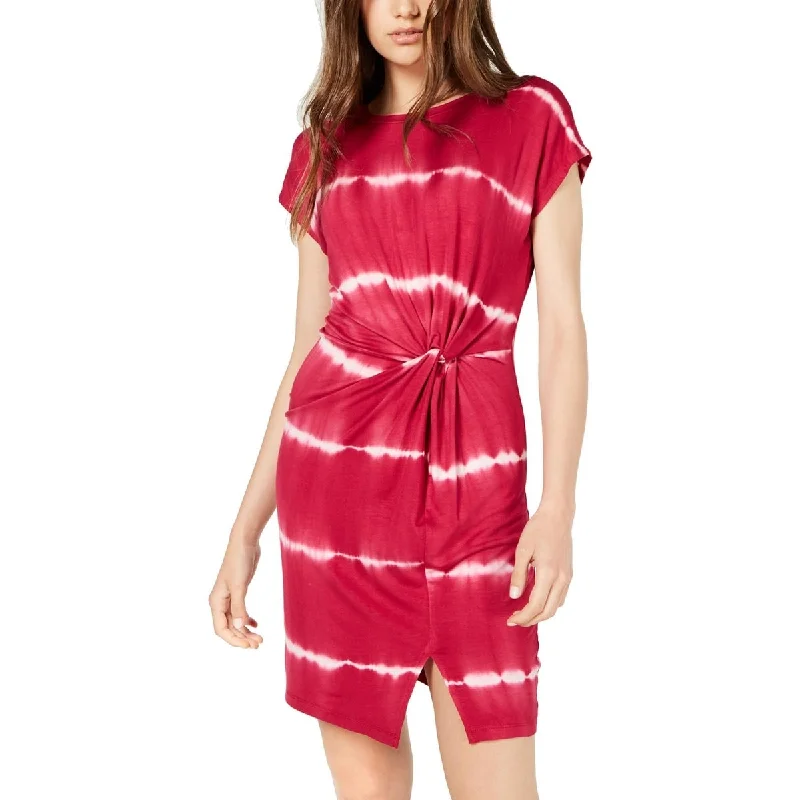 women's stretchy dressesUltra Flirt Women's Tie Dye Mini Shirtdress Red Size X-Small