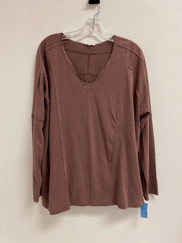 women's tops for picnics in the parkTop Long Sleeve By Easel In Brown, Size: L