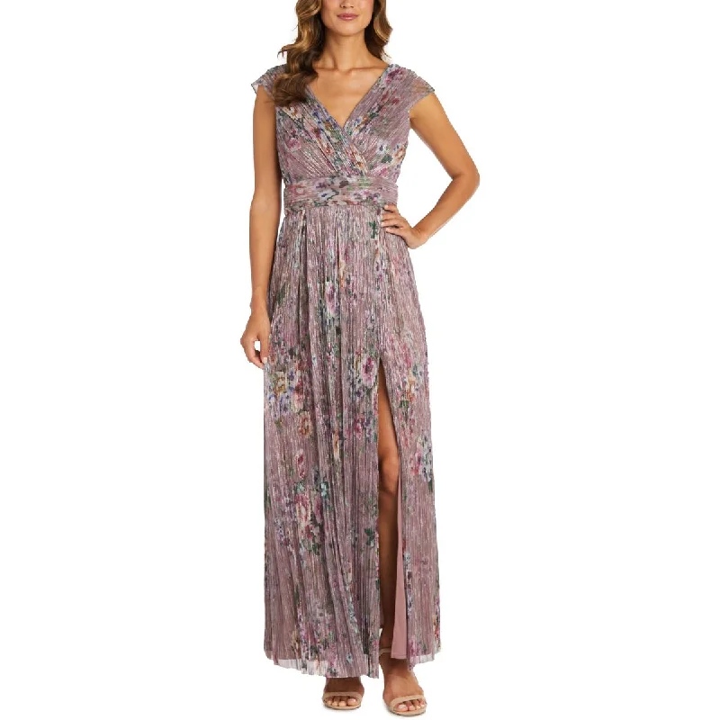 women's stretchy dressesR&M Richards Womens Metallic Maxi Evening Dress