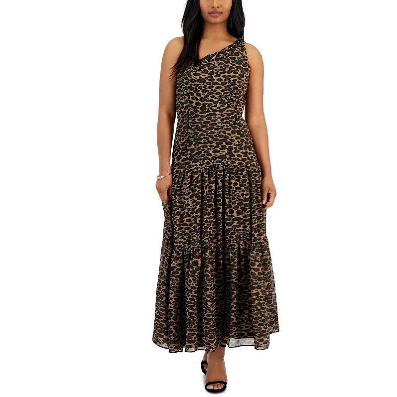 Tall Women DressTaylor Womens Animal Print Chiffon Maxi Dress