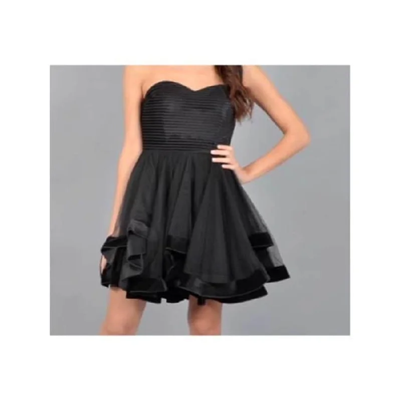 Jersey DressBlondie Nites Women's Sleeveless Strapless Mini Formal Fit Flare Dress Black Size 5