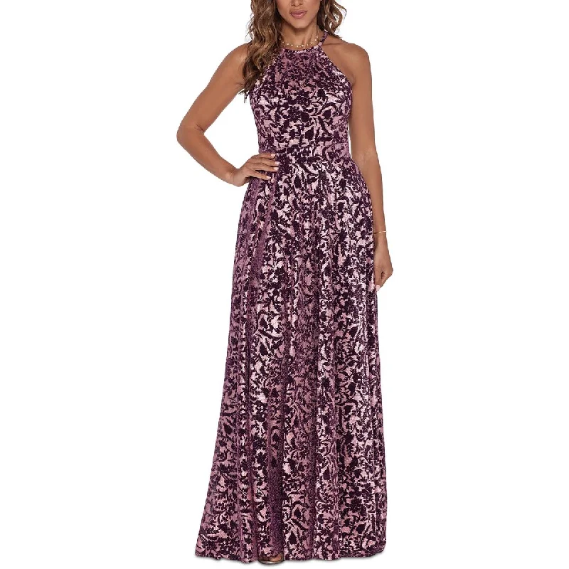 Ribbon DressBetsy & Adam Womens Petites Metallic Burnout Maxi Dress