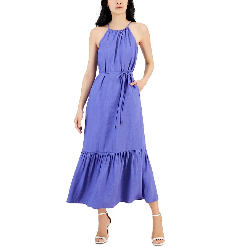 women's pastel dressesAnne Klein Womens Halter Tiered Maxi Dress