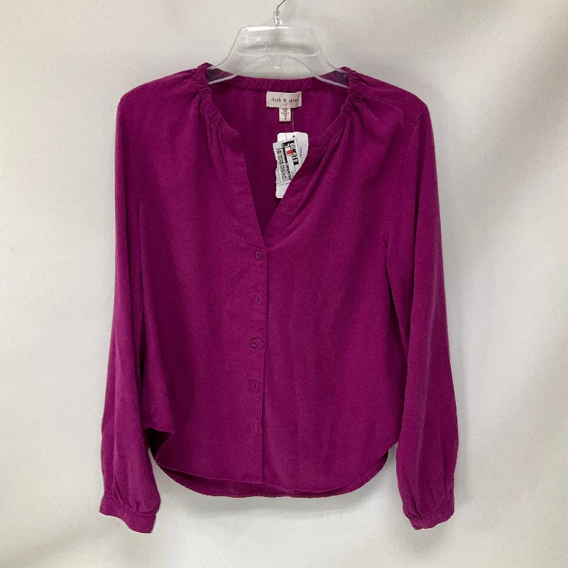 satin women's topsTop Long Sleeve By Cloth & Stone In Purple, Size: S