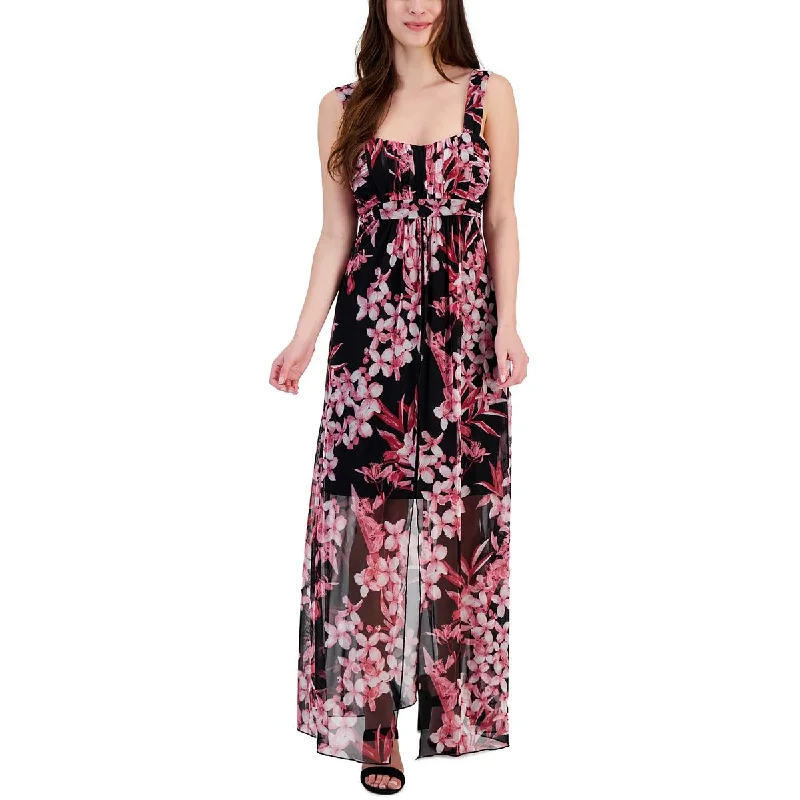 women's stylish dressesConnected Apparel Womens Floral Print Mesh Maxi Dress