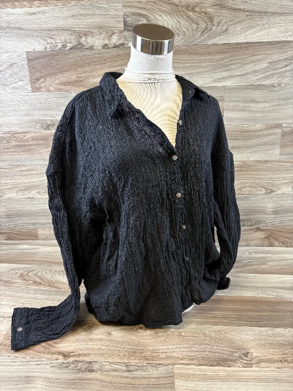 women's tops with lace-up frontsTop Long Sleeve By Tahari By Arthur Levine In Black, Size: Xl