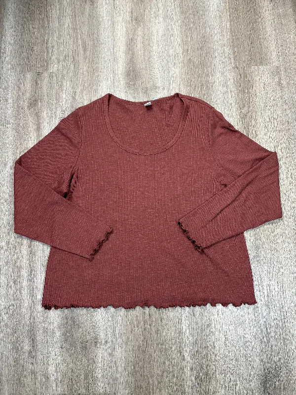 women's tops for those who believe in expressing their individuality through fashionTop Long Sleeve Basic By Old Navy In Brown, Size: Xxl