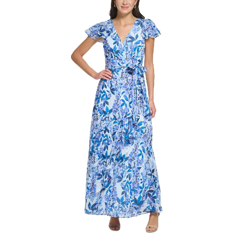 Cocktail DressEliza J Womens Chiffon Floral Maxi Dress