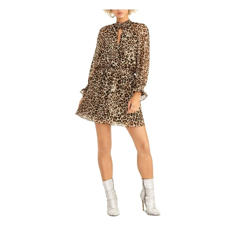 women's machine-washable dressesRachel Roy Women's Lucky Leopard Party Dress Mini Animal Print Brown Size Small