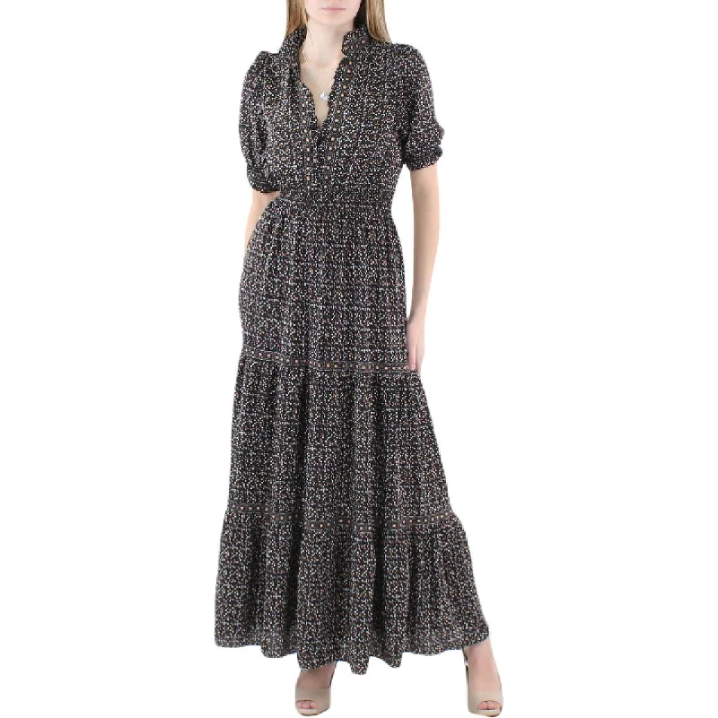 Chic DressMax Studio Womens Printed Ruffled Maxi Dress