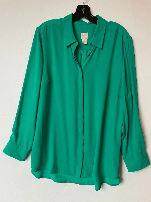 cropped women's topsTunic Long Sleeve By Chicos In Teal, Size: Xxl