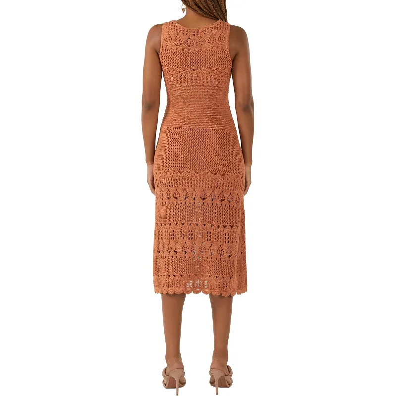 Neon DressBCBGMAXAZRIA Womens Crochet Maxi Sweaterdress Orange L