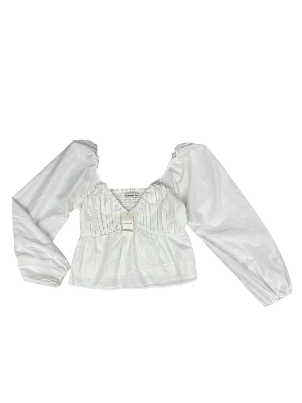 women's tops for black-tie affairsTop Long Sleeve By Abercrombie And Fitch In White, Size: M