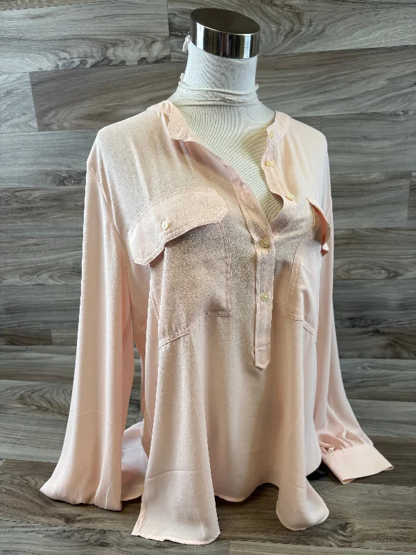 women's tops with geometric patternsTop Long Sleeve By Loft In Peach, Size: L