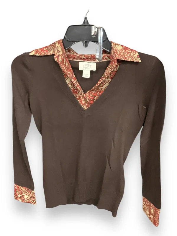 breathable women's tops for summerTop Long Sleeve By Loft In Brown, Size: S