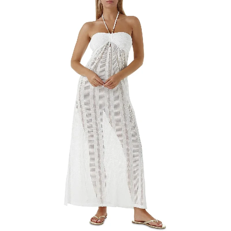 women's striped dressesMelissa Odabash Womens Open Stitch Knit Maxi Dress