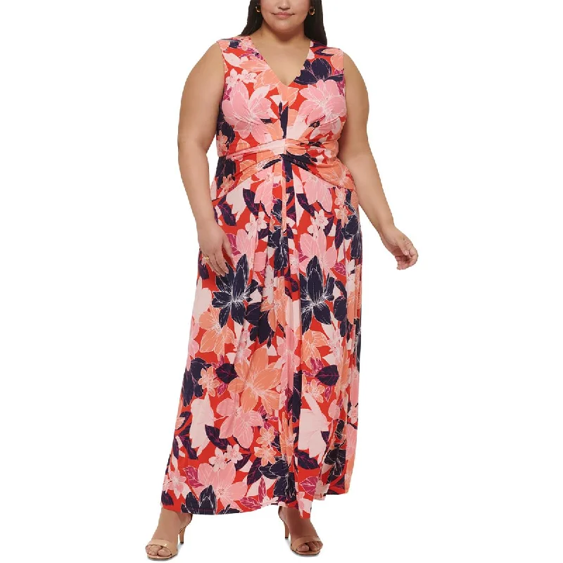 Floral DressJessica Howard Womens Plus Floral Print  Maxi Dress