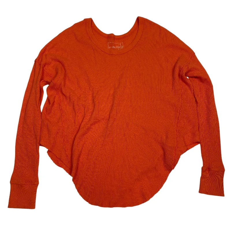 women's tops in solid colorsTop Long Sleeve Basic By We The Free In Orange, Size: Xs