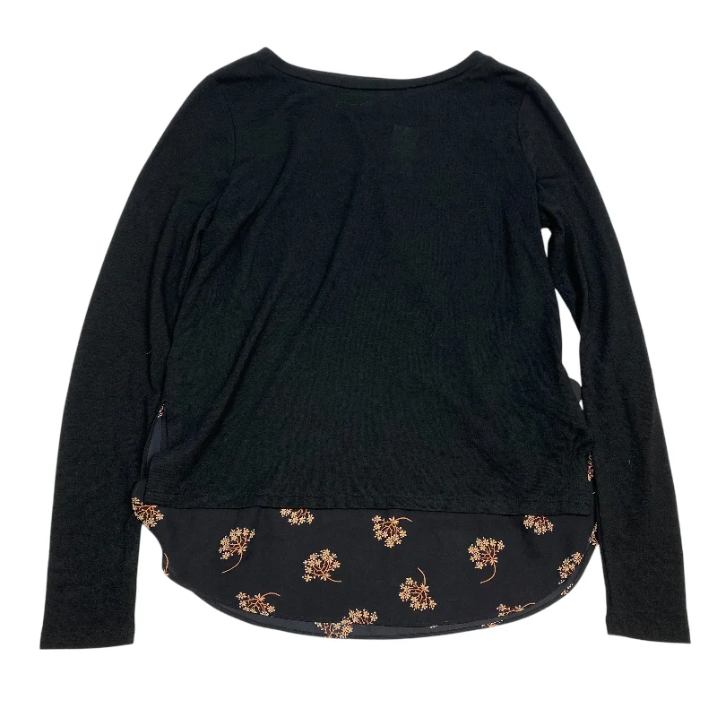 women's tops with sheer overlaysTop Long Sleeve By Loft In Black, Size: S