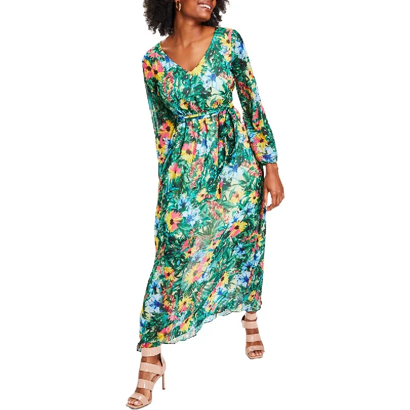 women's satin dressesINC Womens Floral Long Maxi Dress