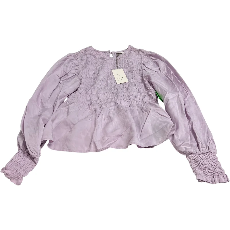 women's tops with ruffled hemsTop Long Sleeve By A New Day In Purple, Size: M