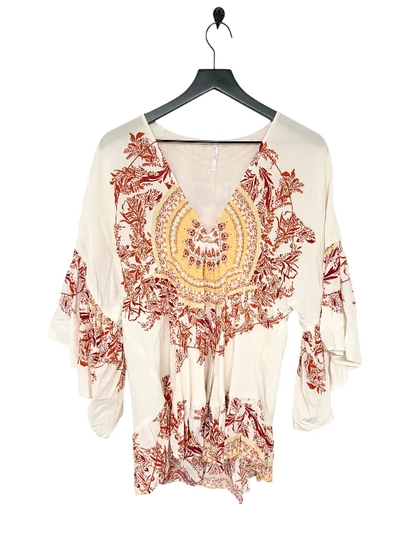 women's tops for creating capsule wardrobesTop Long Sleeve By Free People In Cream & Red, Size: S