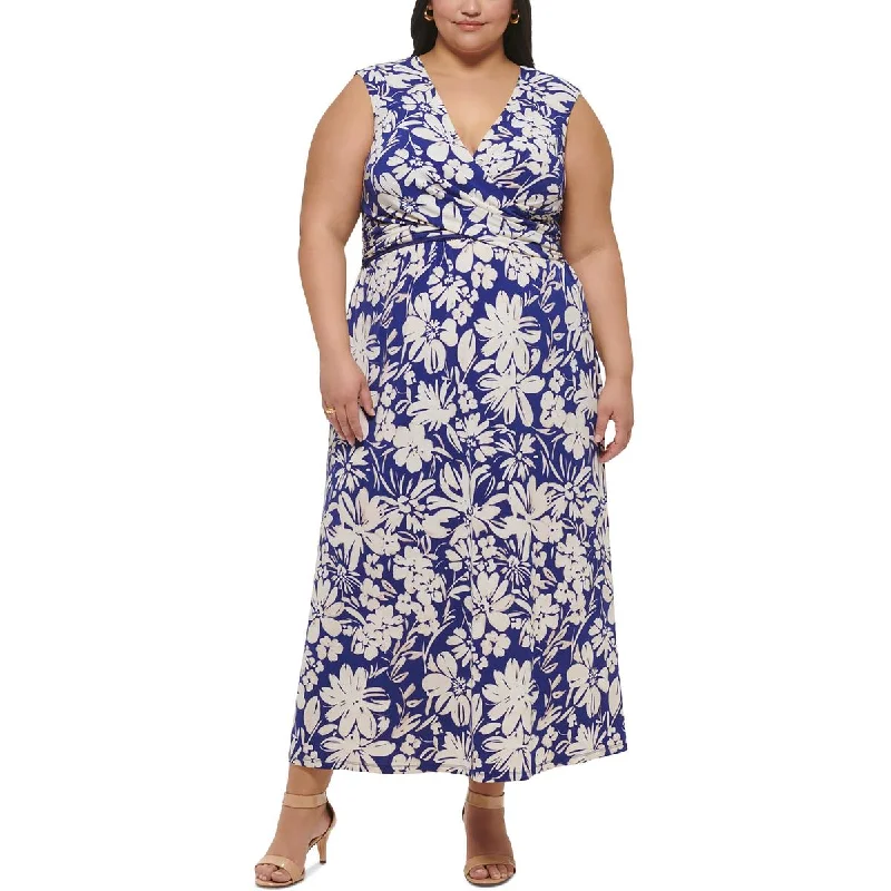 Leather DressJessica Howard Womens Plus Printed  Maxi Dress