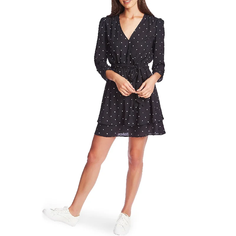 women's long-sleeved dresses1.State Women's Tie Waist Polka Dot Mini Dress Blue Size X-Large