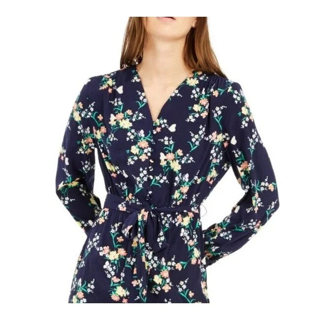 women's sheath dressesMaison Jules Womens Floral Mini Casual Dress Blue Size X-Small