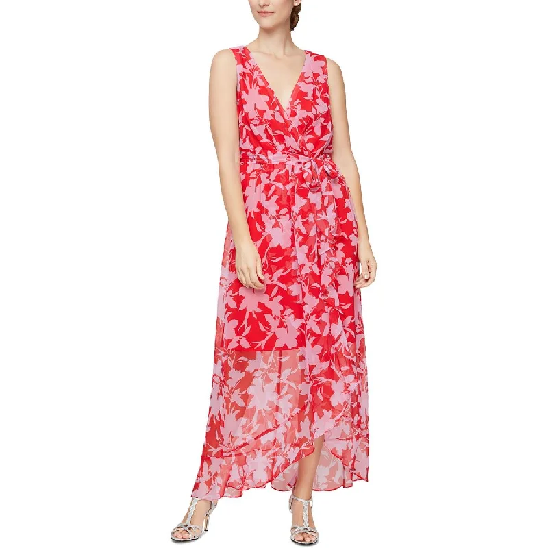 Tea-Length DressSLNY Womens Floral Faux Wrap Maxi Dress