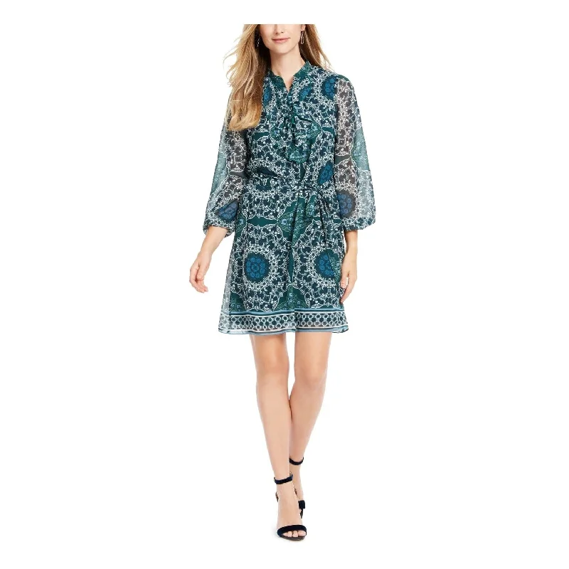 Zipper DressVince Camuto Women's Mini Printed Casual Dress Green Size 2