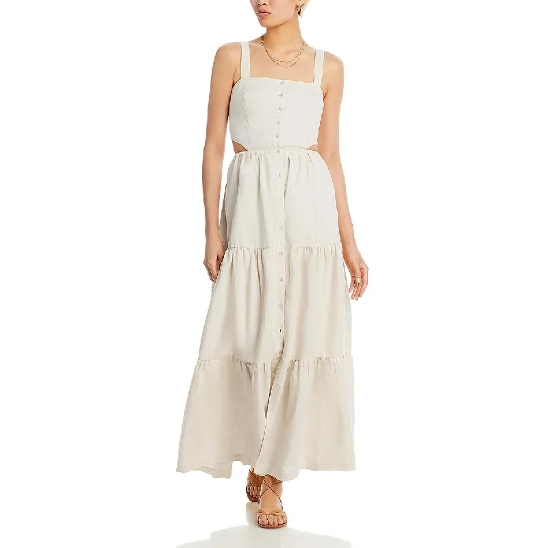 women's maxi dressesPaige Womens Shadi Linen Blend Sleeveless Maxi Dress