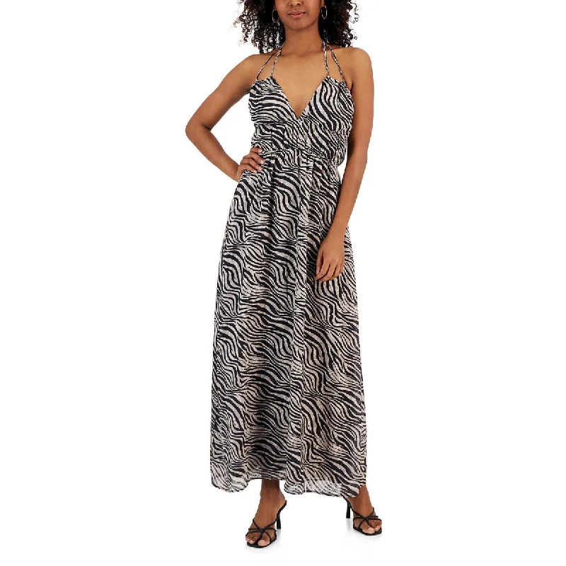 Metallic DressRachel Rachel Roy Womens Zebra Print Halter Maxi Dress