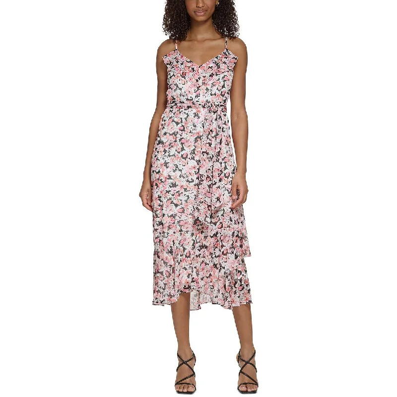 women's flowy dressesKarl Lagerfeld Paris Womens Chiffon Floral Maxi Dress