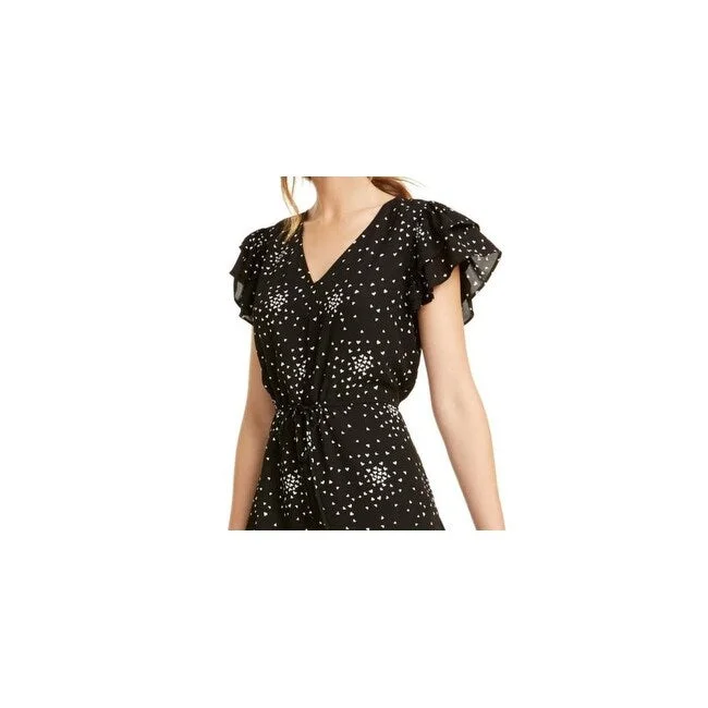 Casual DressMaison Jules Women's V Neck Tie Front Mini Dress Black Size Small