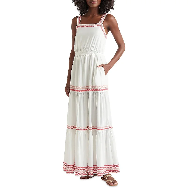 women's trendy dressesSplendid Womens Riviera Rick Rack Trim Elastic Maxi Dress