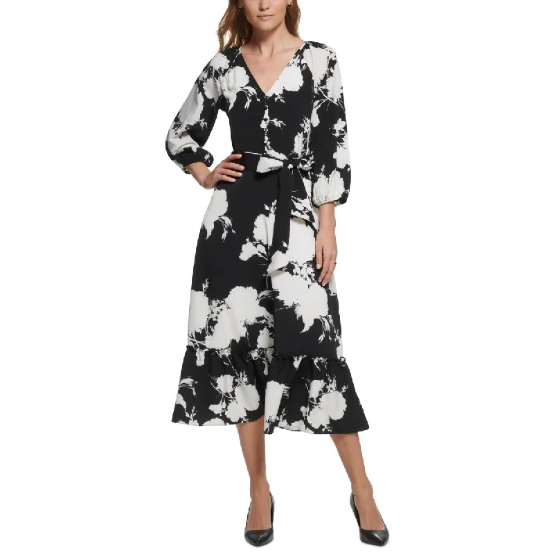 women's business casual dressesKarl Lagerfeld Paris Womens   Button Detail Long Maxi Dress