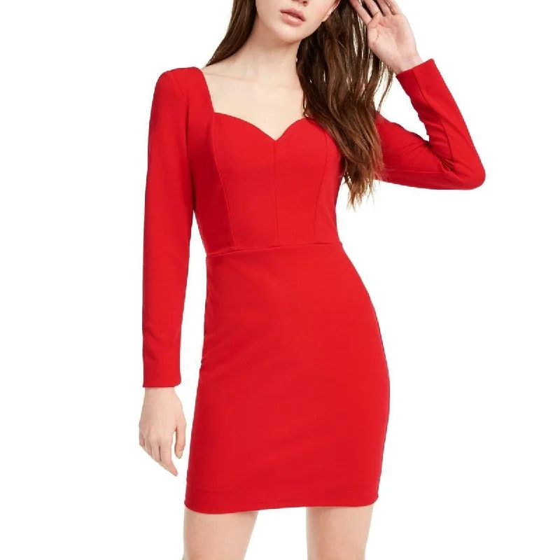 women's solid color dressesCrystal Doll Women's Double V Party Mini Dress Red Size 3