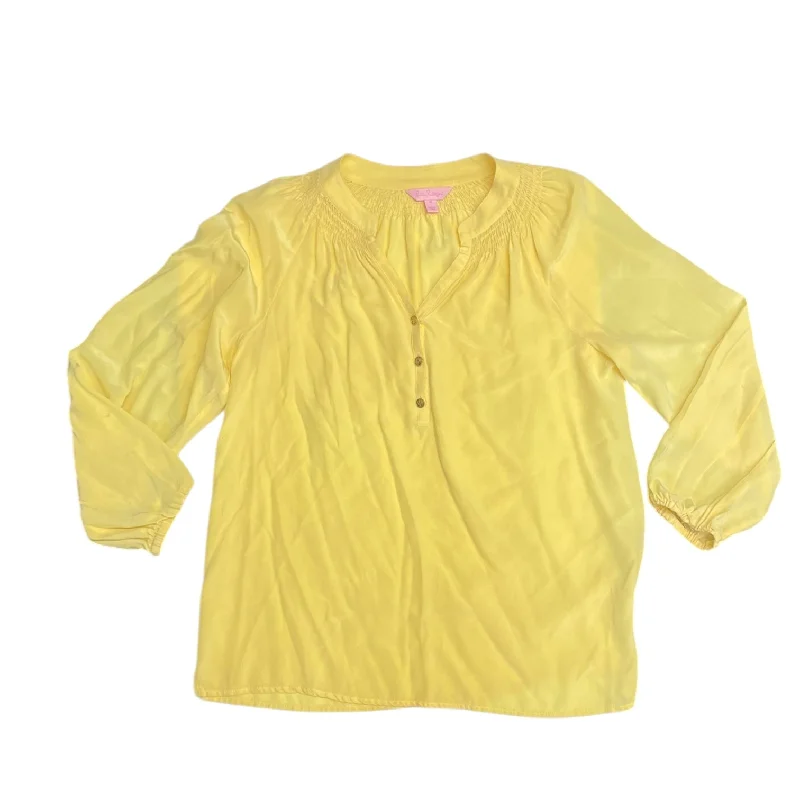 three-quarter sleeve women's topsTop Long Sleeve By Lilly Pulitzer In Yellow, Size: M