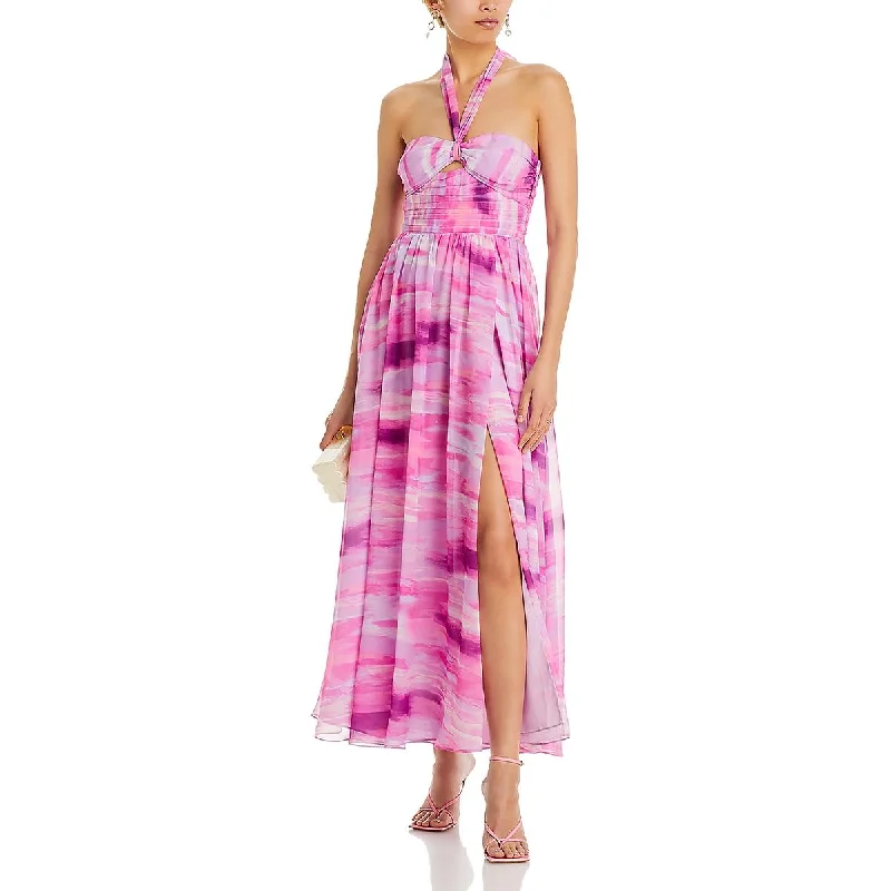 women's bow dressesAqua Womens Chiffon Long Maxi Dress