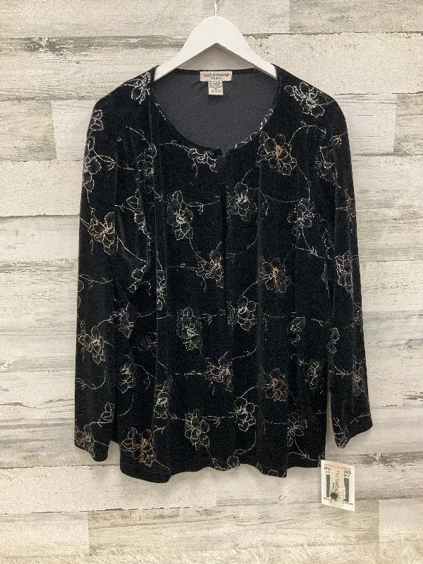 women's tops for boho-chic stylesTop Long Sleeve By Notations In Black, Size: 3x