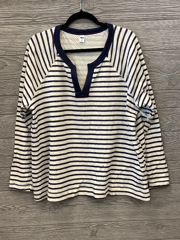 women's tops with beading accentsTop Long Sleeve By Old Navy In Striped Pattern, Size: Xxl