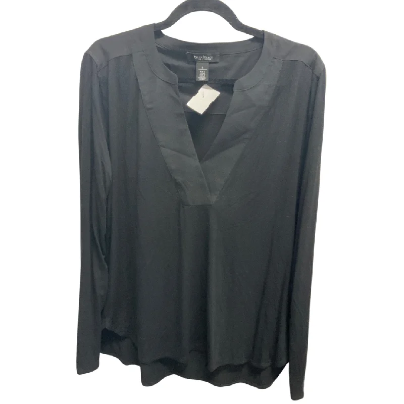 women's tops with unique designsTop Long Sleeve Basic By White House Black Market In Black, Size: L