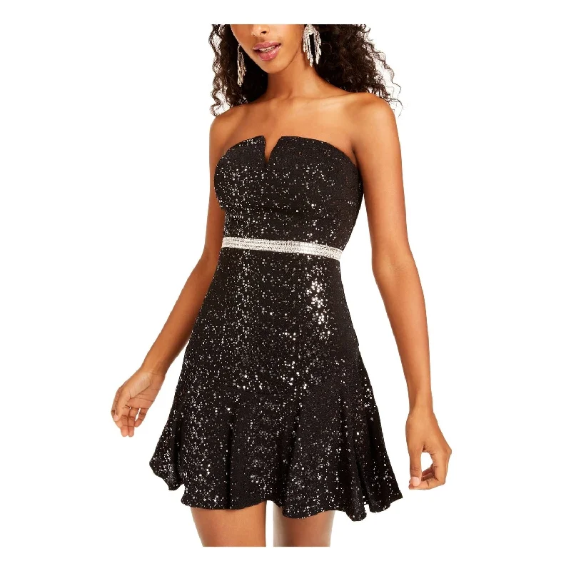 Lace DressCity Studios Women's Sequin Mini Cocktail And Party Dress Black Size 3