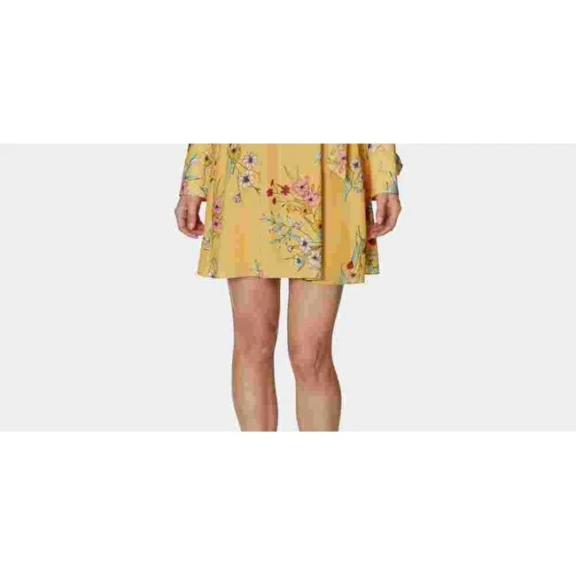 Tulle DressAvec Les Filles Women's Long Sleeve V Neck Mini Trapeze Dress Yellow Size 4