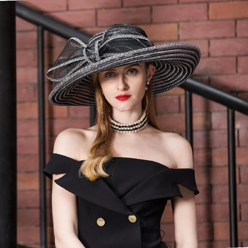 women's machine-washable dressesDingJiDress Hats Headwear Hat Sun Hat Wedding Casual Elegant Wedding With Bowknot Headpiece Headwear