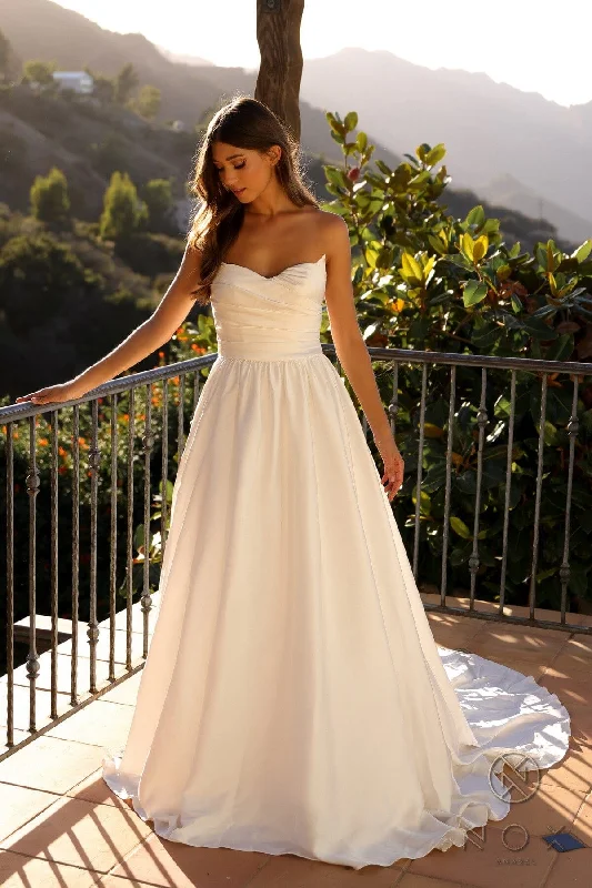 Satin DressStrapless A-line Wedding Gown by Nox Anabel JE1002