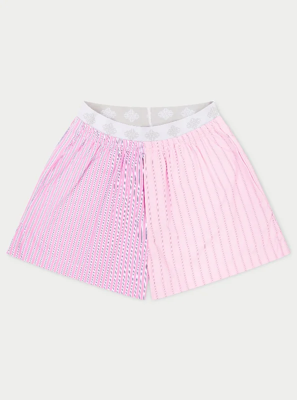 women's lightweight shortsSPLICED STRIPE SHORTS - PINK