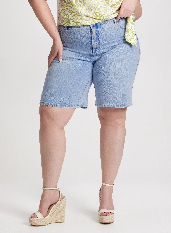 women's multi-pocket shortsDenim Bermuda Shorts